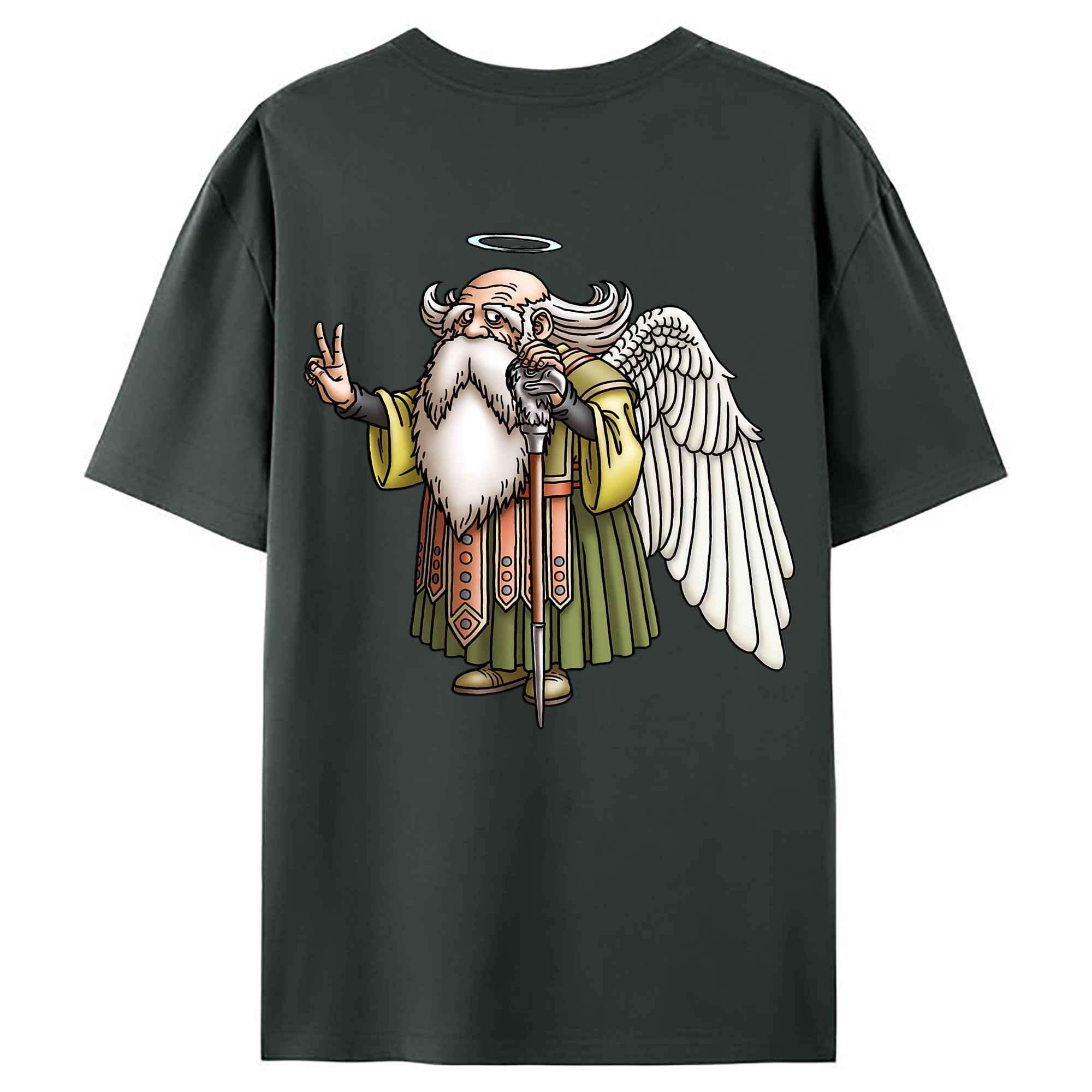 （画像用） ドラゴンクエスト Doragon Kuesuto Dragon Quest 綿100％ メンズ半袖Tシャツ（バックプリント） 通気性